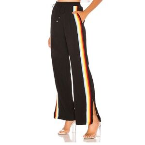 REVOLVE WOMEN’S LESLIE STRIPE RAINBOW TRACK PANTS, SIZE EU 38/ US 6, BLACK